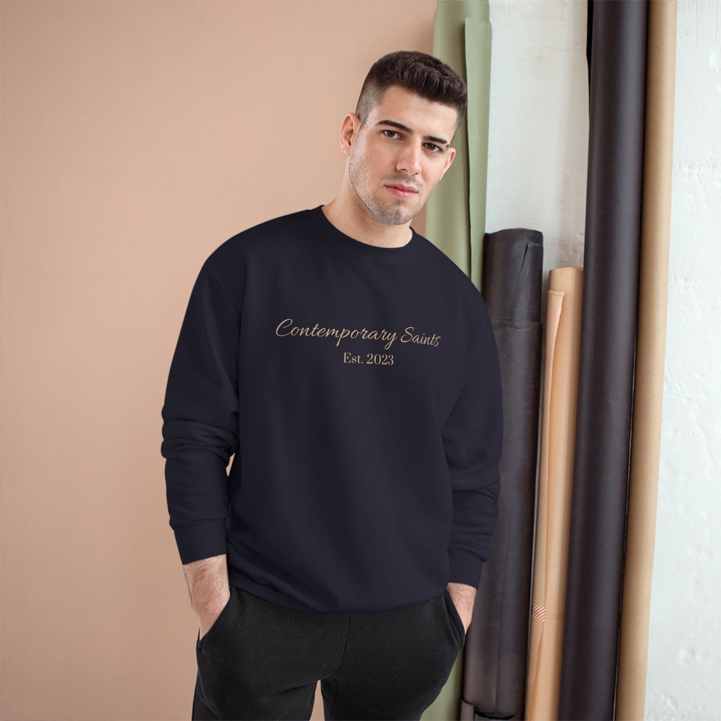 Champion Sweatshirt with Contemporary Saints Logo