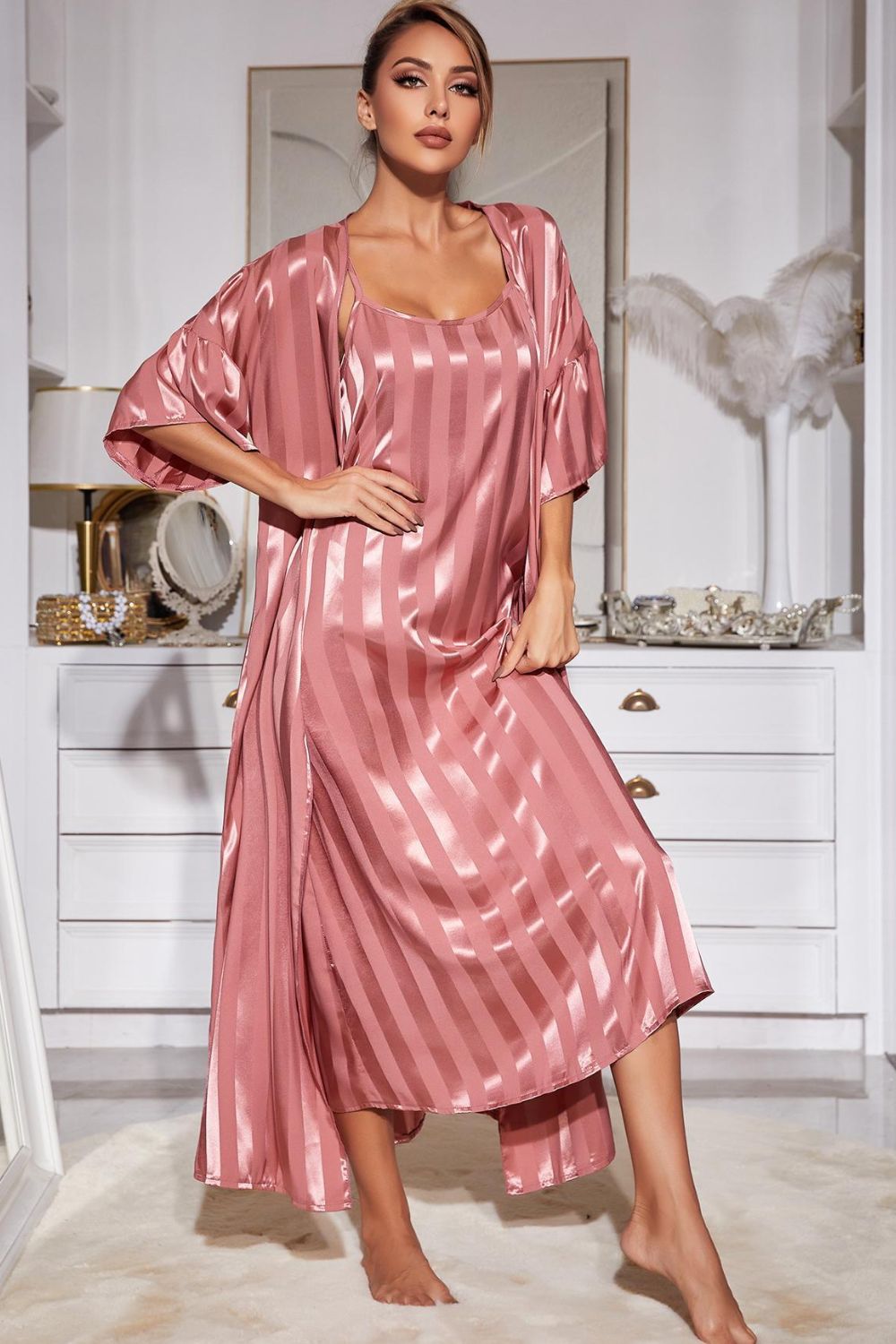 Delicate Robe and Cami Dress Set