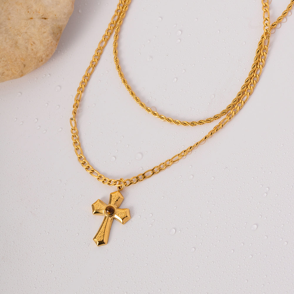 Cross Double Chain Necklace