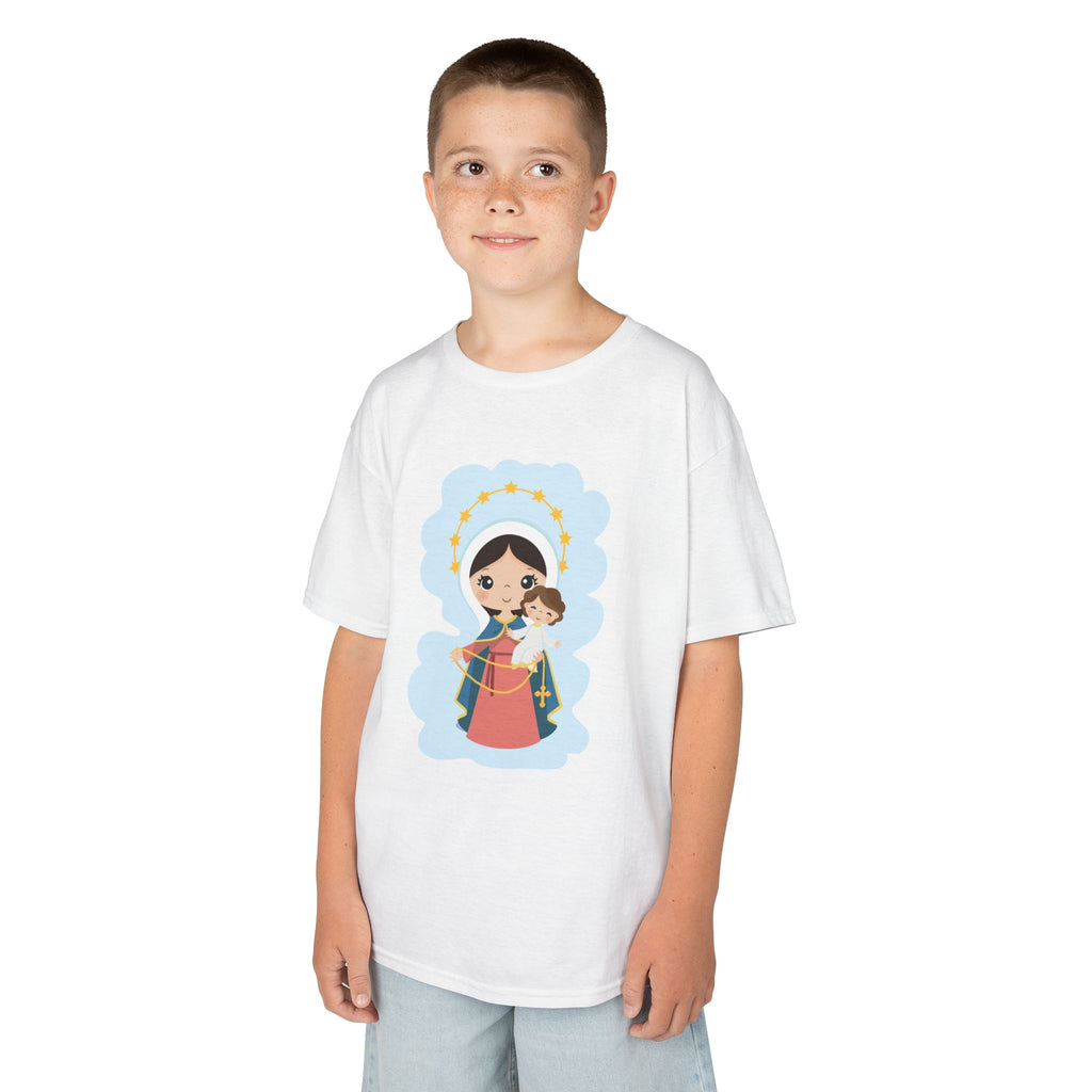Camiseta infantil animada de Jesús y María