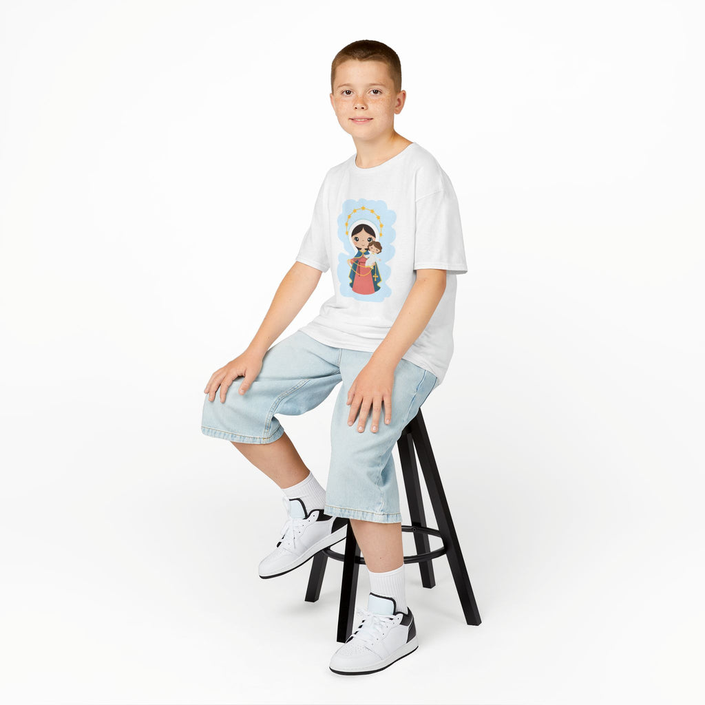 Camiseta infantil animada de Jesús y María