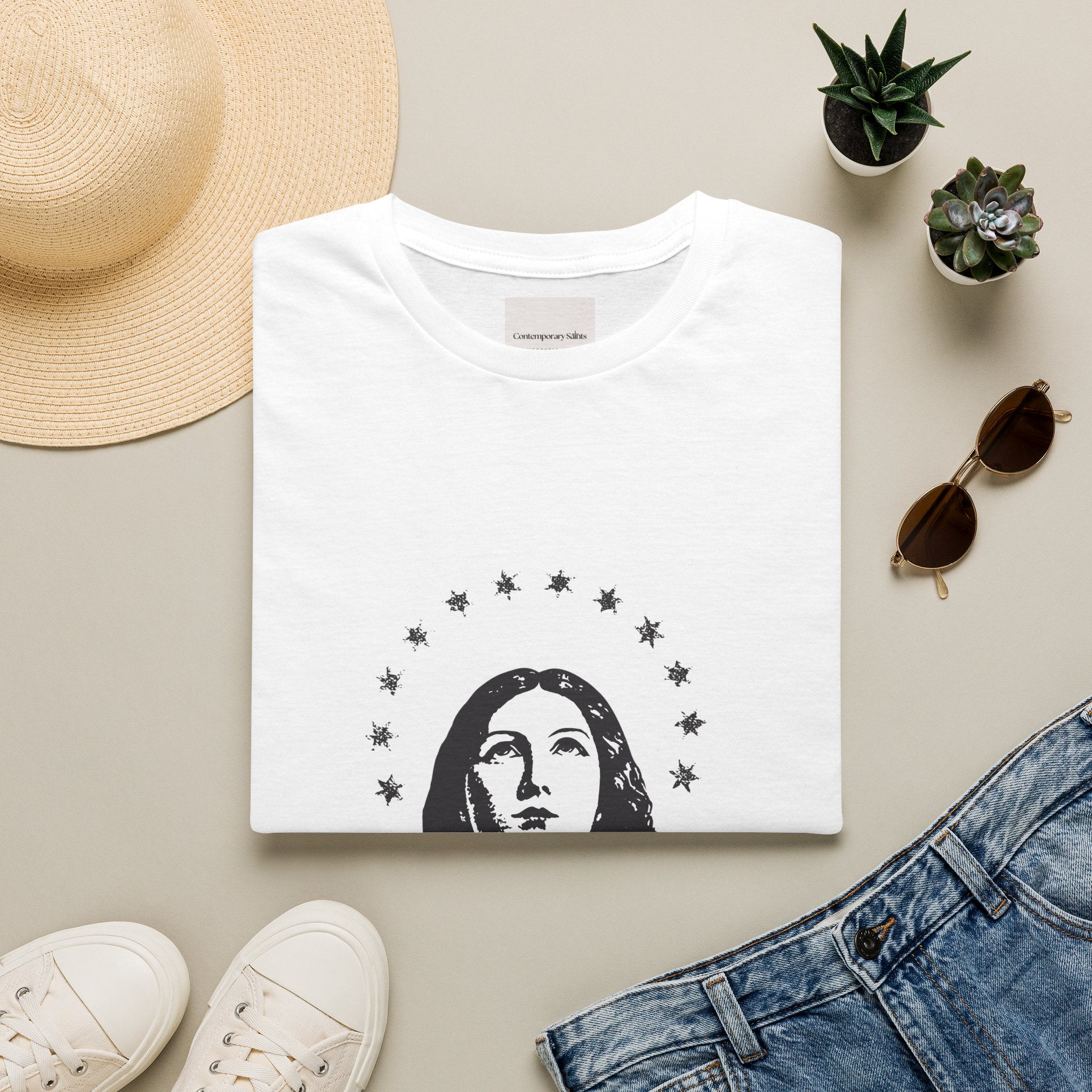 Vintage Madonna Portrait - Halo of Stars Tee