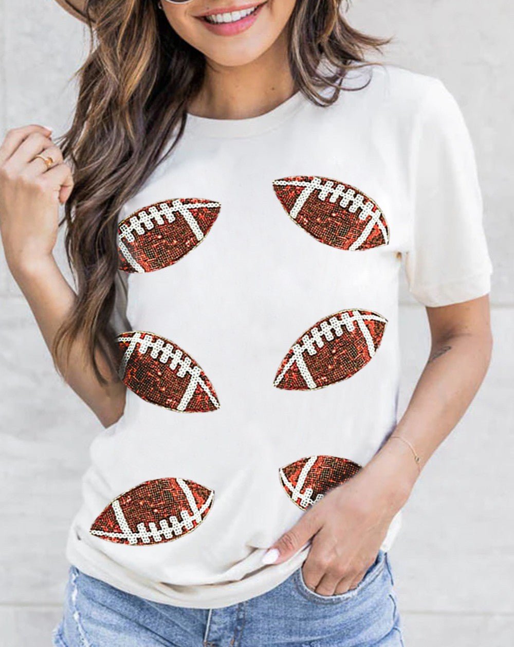 Sequin Football All-Over T-Shirt