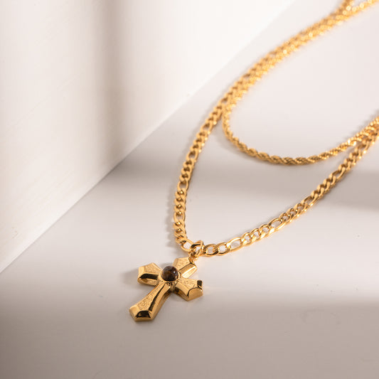 Cross Double Chain Necklace