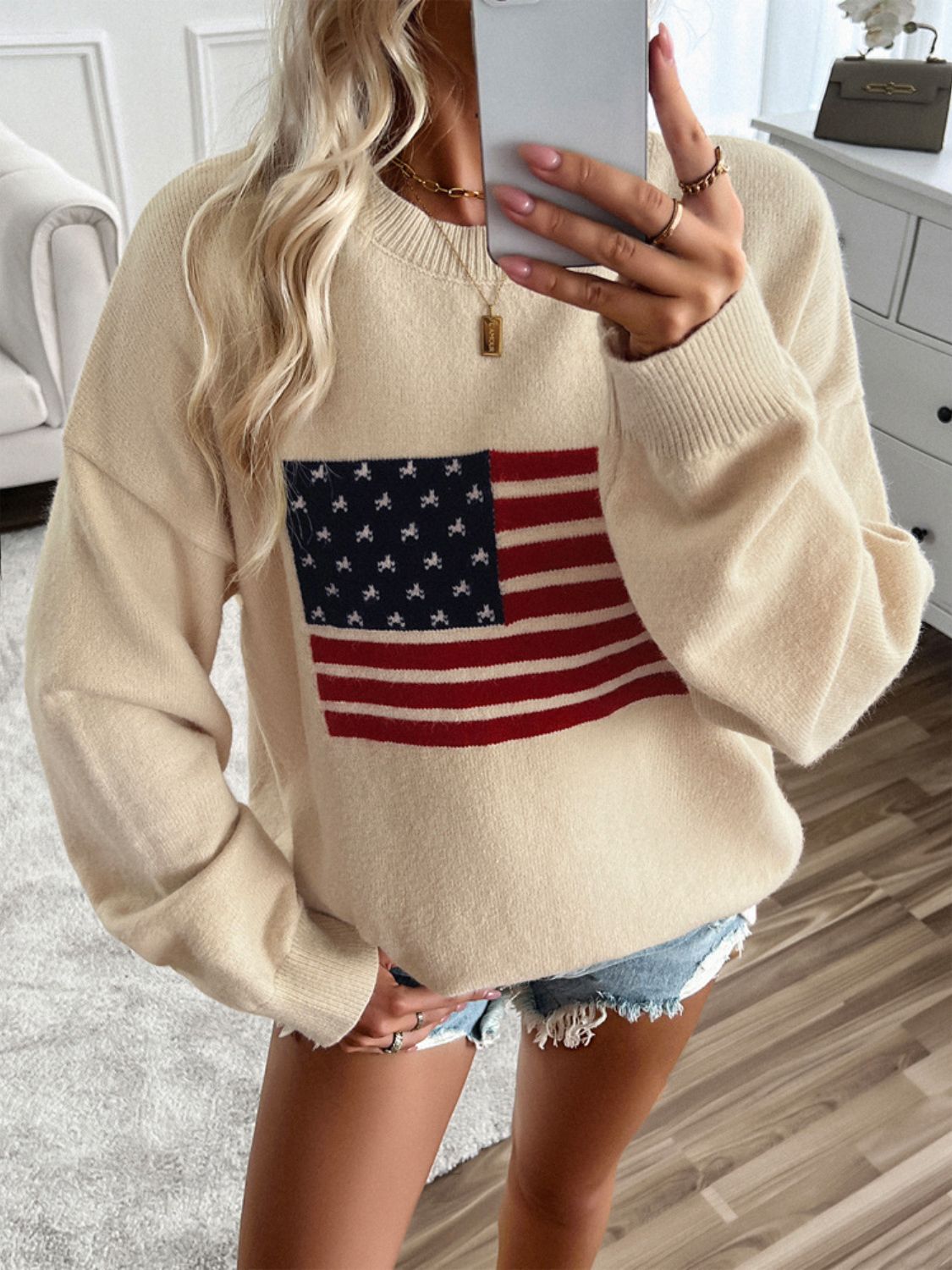 US Flag Knit Top