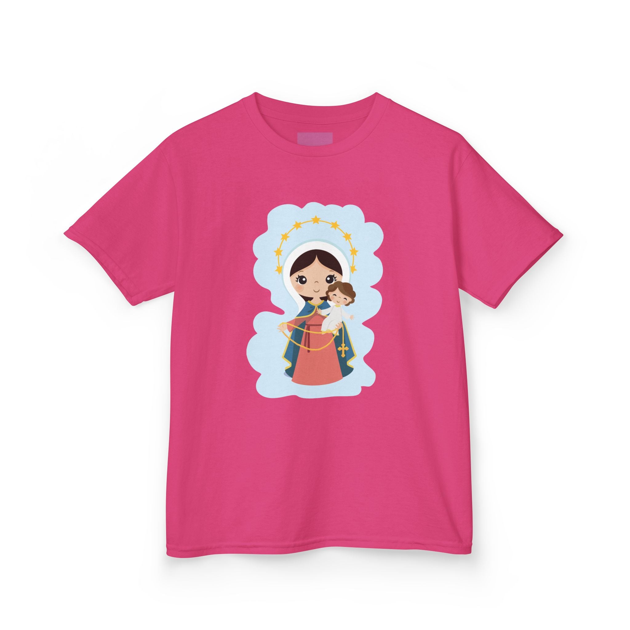 Camiseta infantil animada de Jesús y María