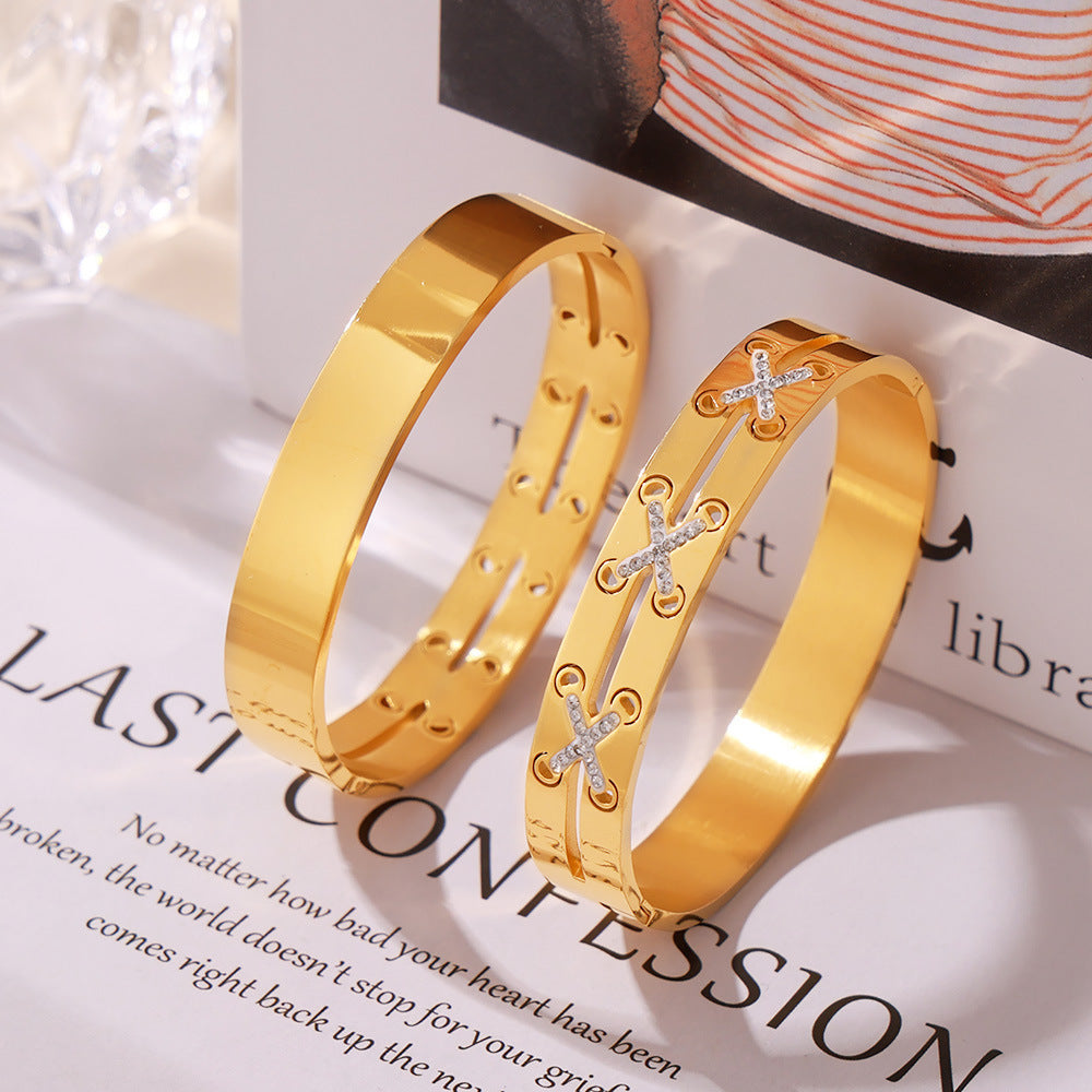 Pulsera de diamantes checos bañada en oro de 18 quilates