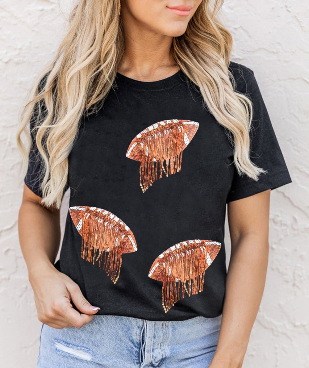 Sequin Football Tassel T-Shirt