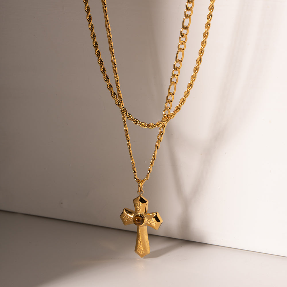 Cross Double Chain Necklace