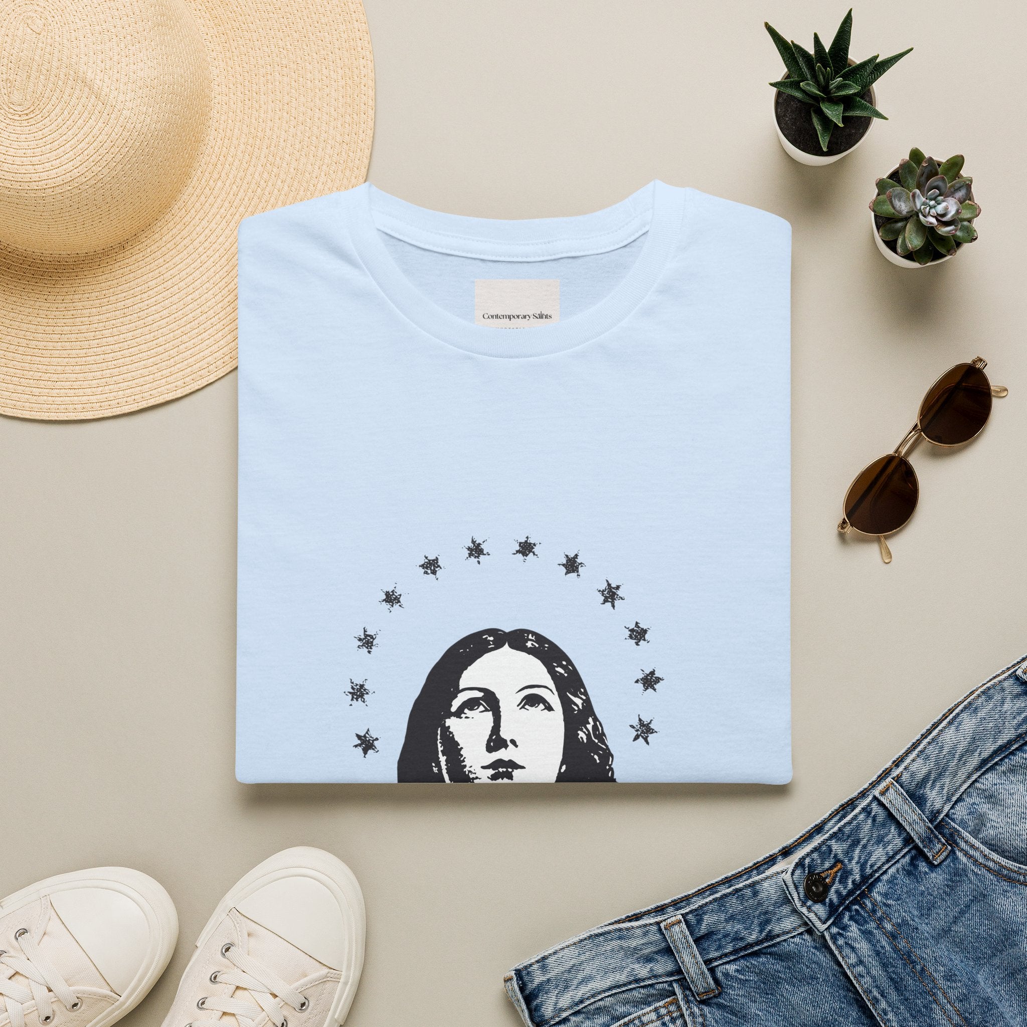Vintage Madonna Portrait - Halo of Stars Tee