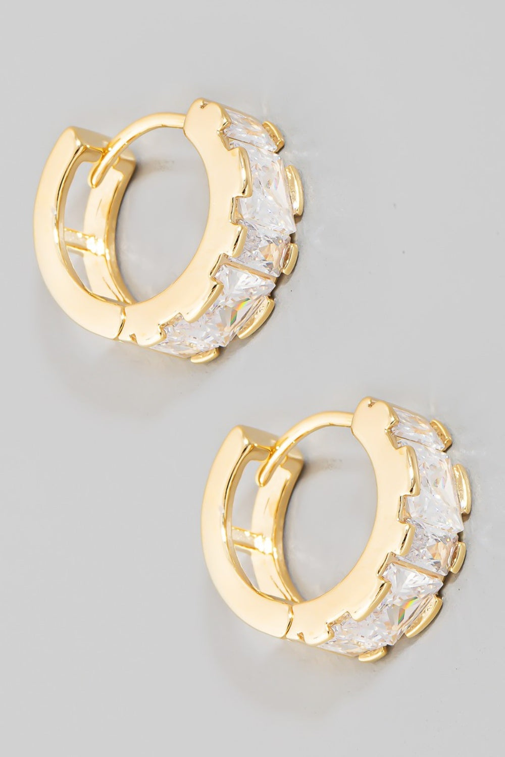 Rhinestone Huggie Hoop Earrings