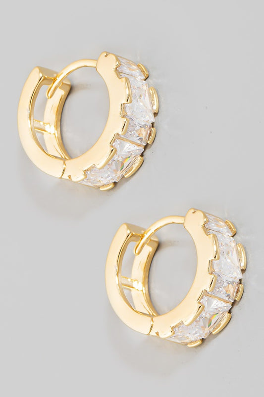 Rhinestone Huggie Hoop Earrings