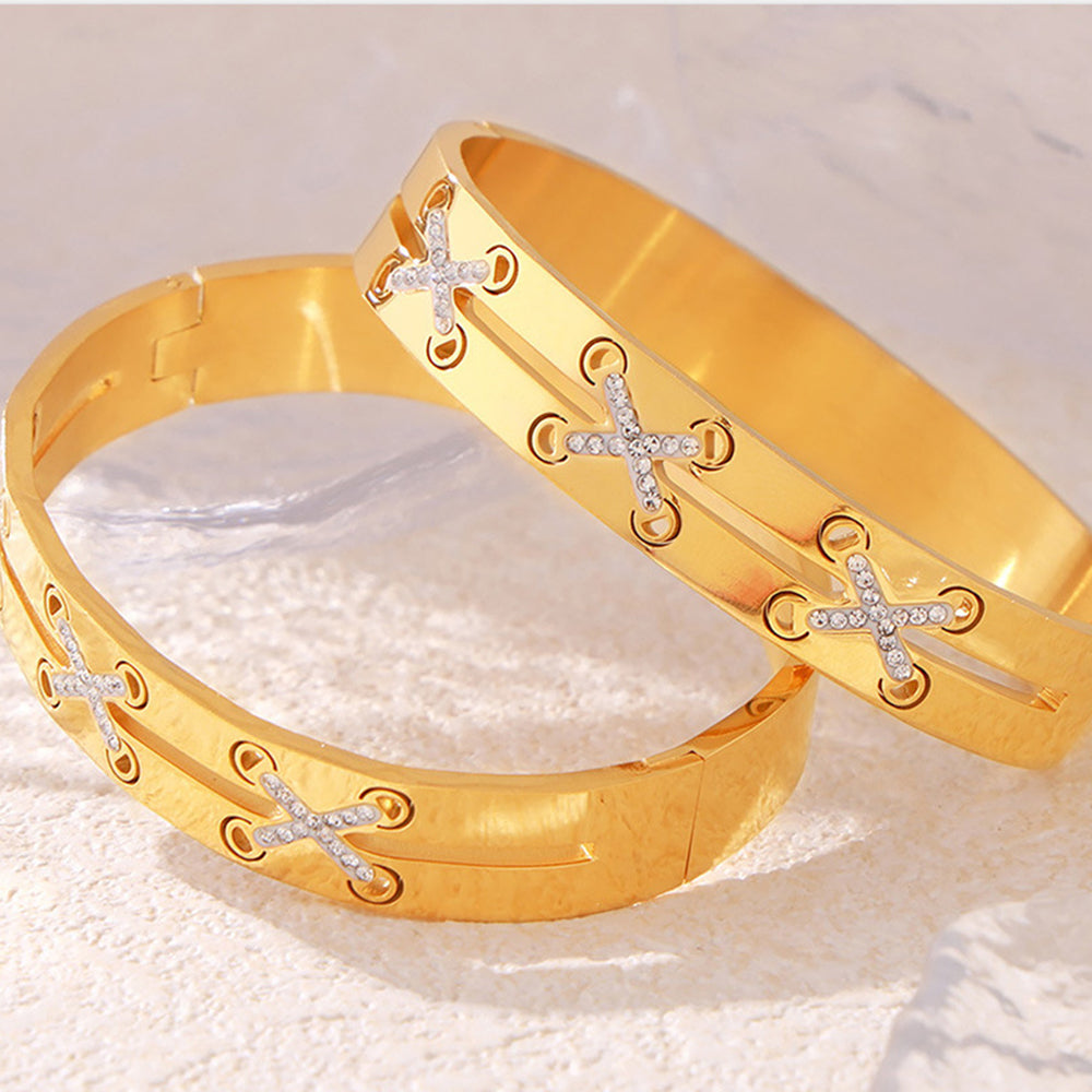 Pulsera de diamantes checos bañada en oro de 18 quilates