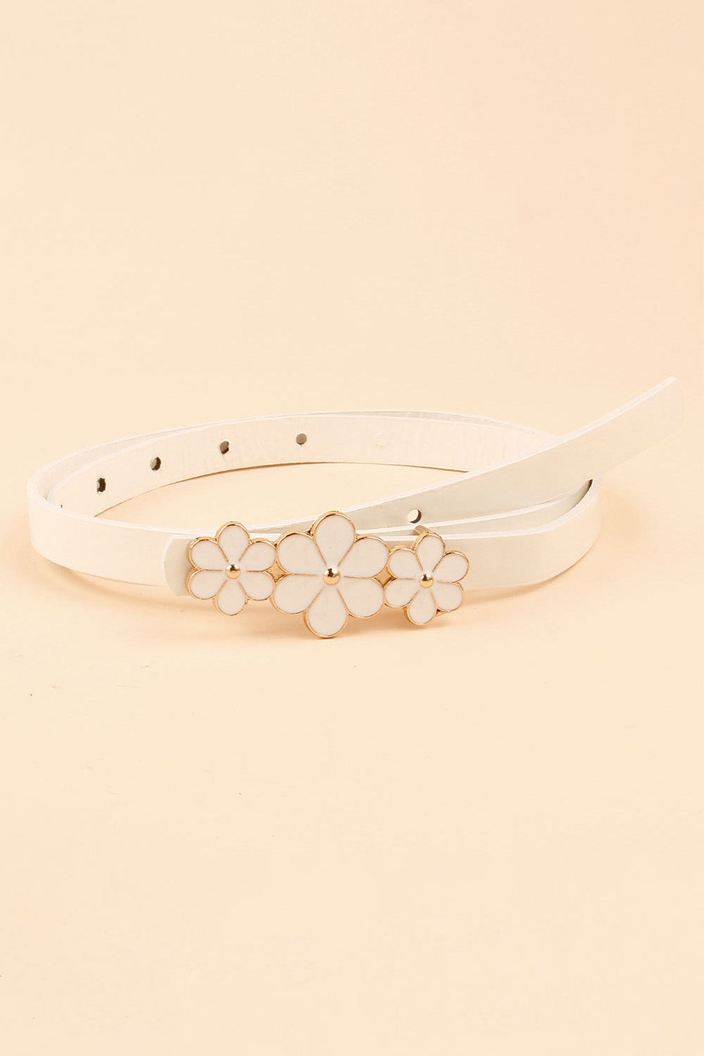 Cinturón fino de PU con decoración floral