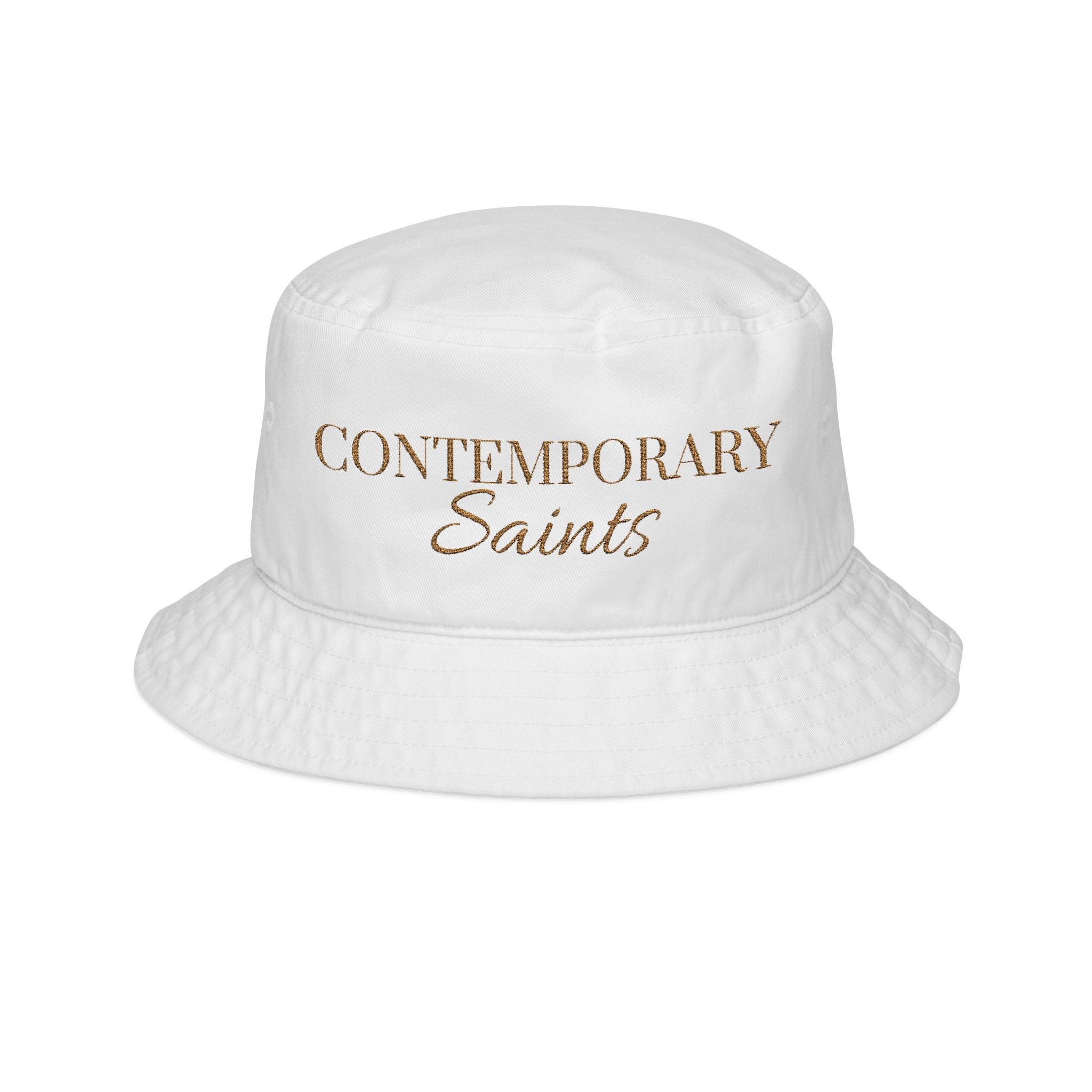 Contemporary Saints Embroidered Bucket Hat — Vintage Cotton Streetwear