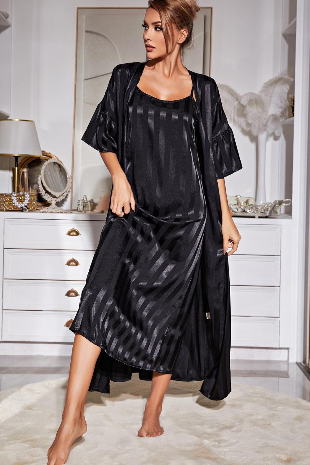 Delicate Robe and Cami Dress Set