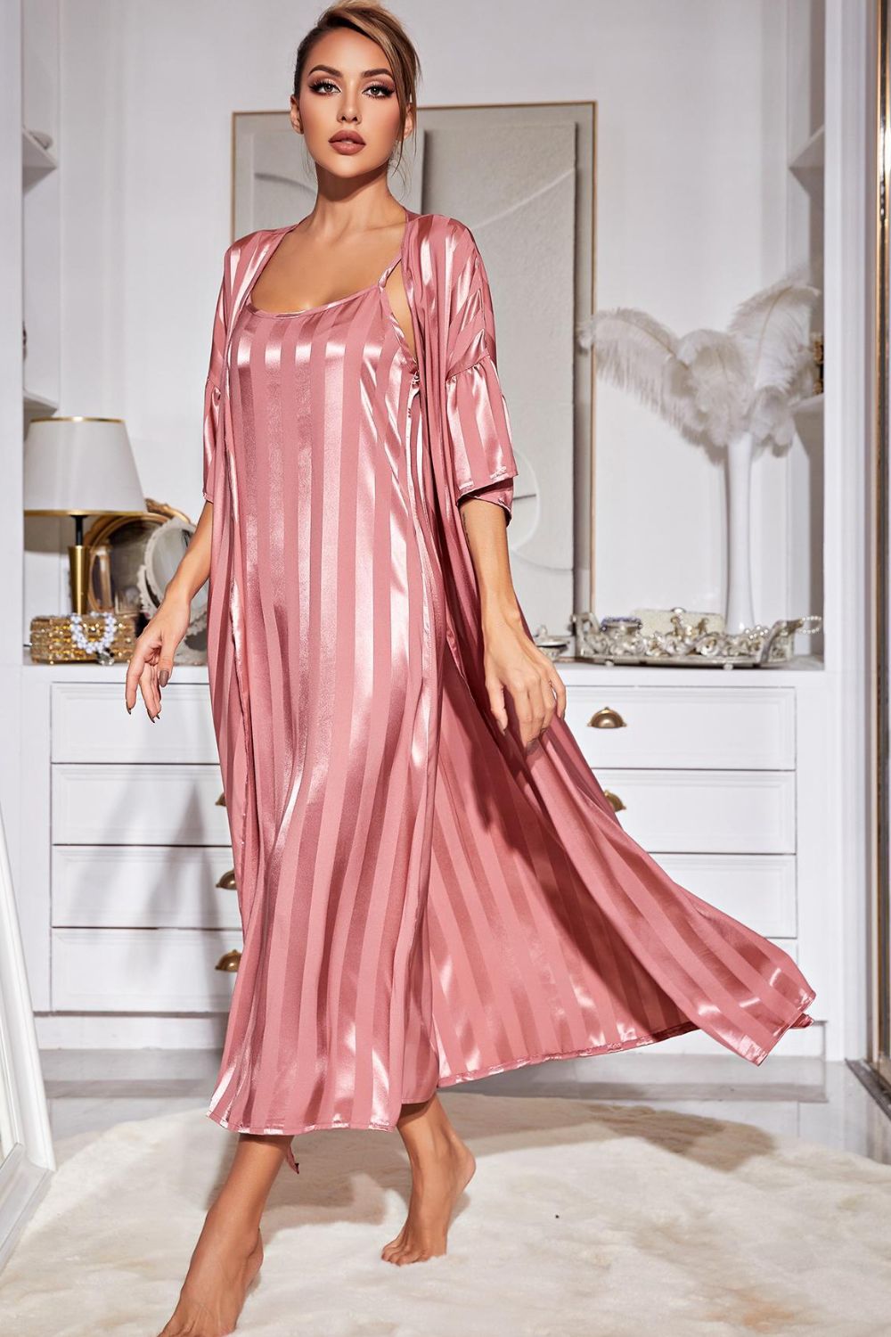 Delicate Robe and Cami Dress Set