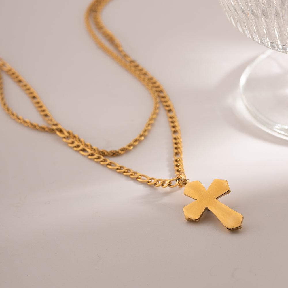 Cross Double Chain Necklace