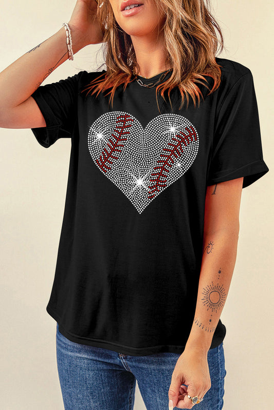 Rhinestone Baseball Heart T-Shirt