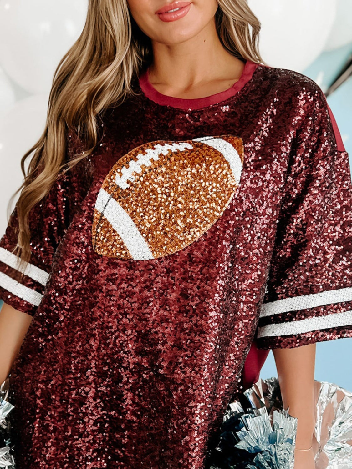 Sequin Football Oversize Top