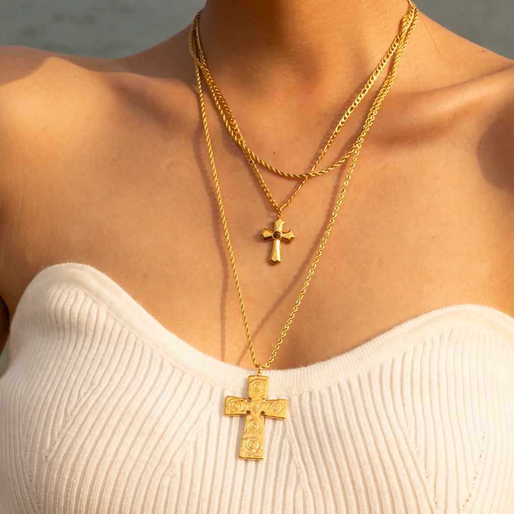 Cross Double Chain Necklace