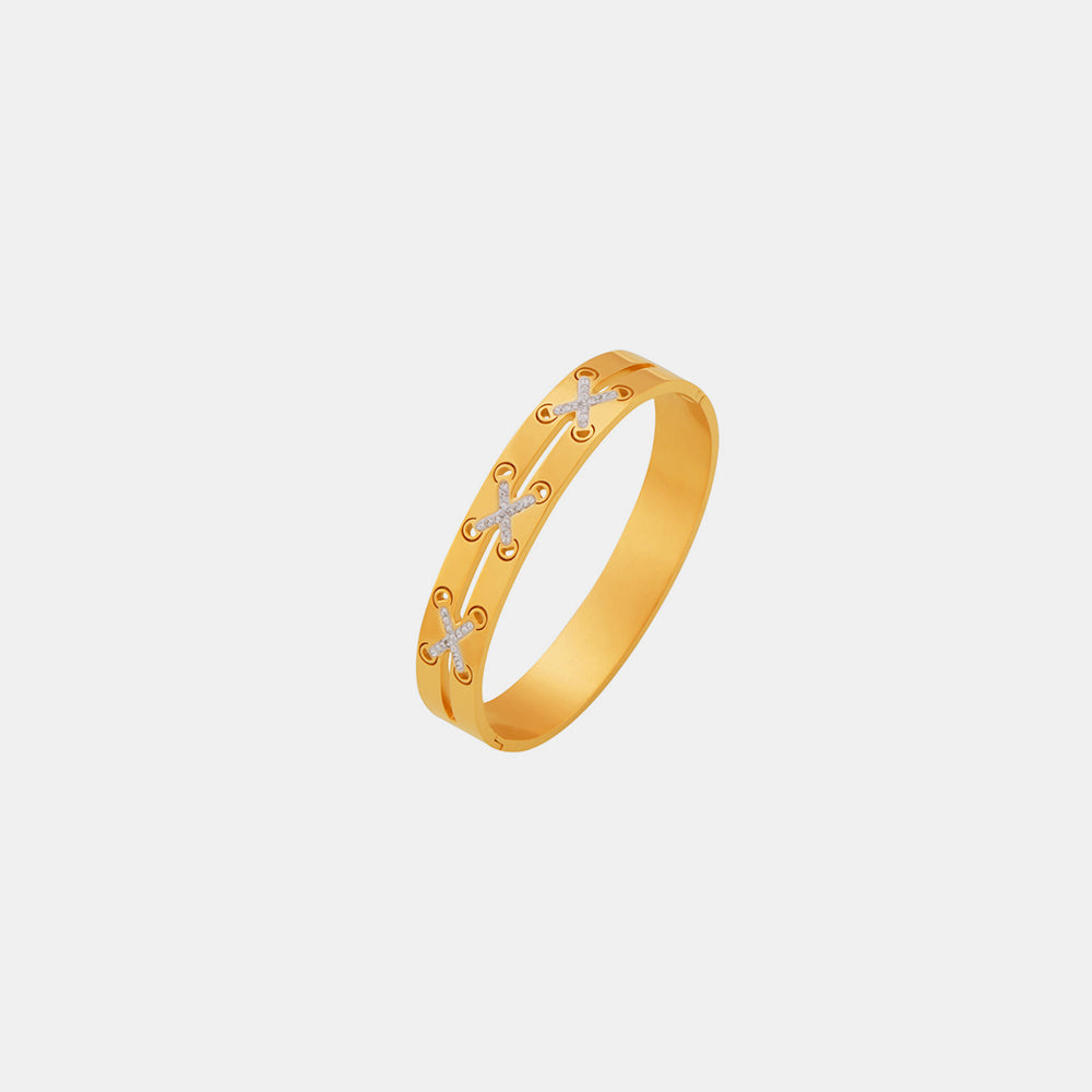 Pulsera de diamantes checos bañada en oro de 18 quilates