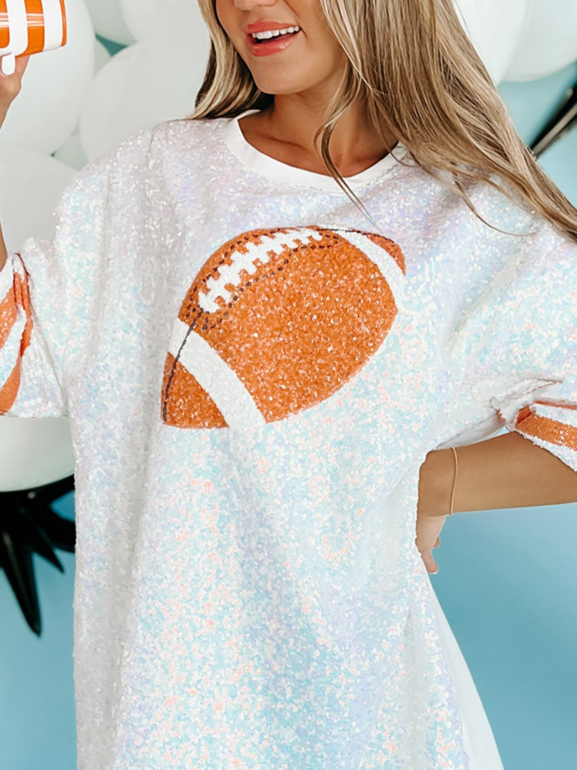 Sequin Football Oversize Top