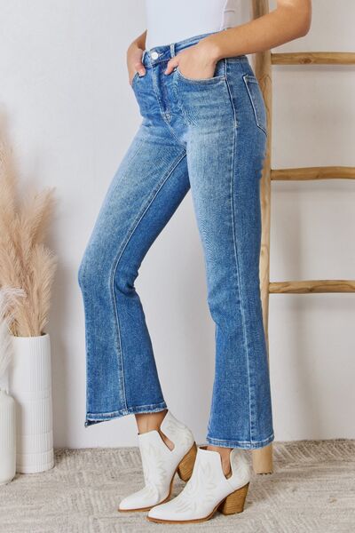 Flattering Full Size High Rise Ankle Flare Jeans