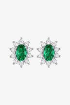 1 Carat Cultured Emerald Stud Earrings