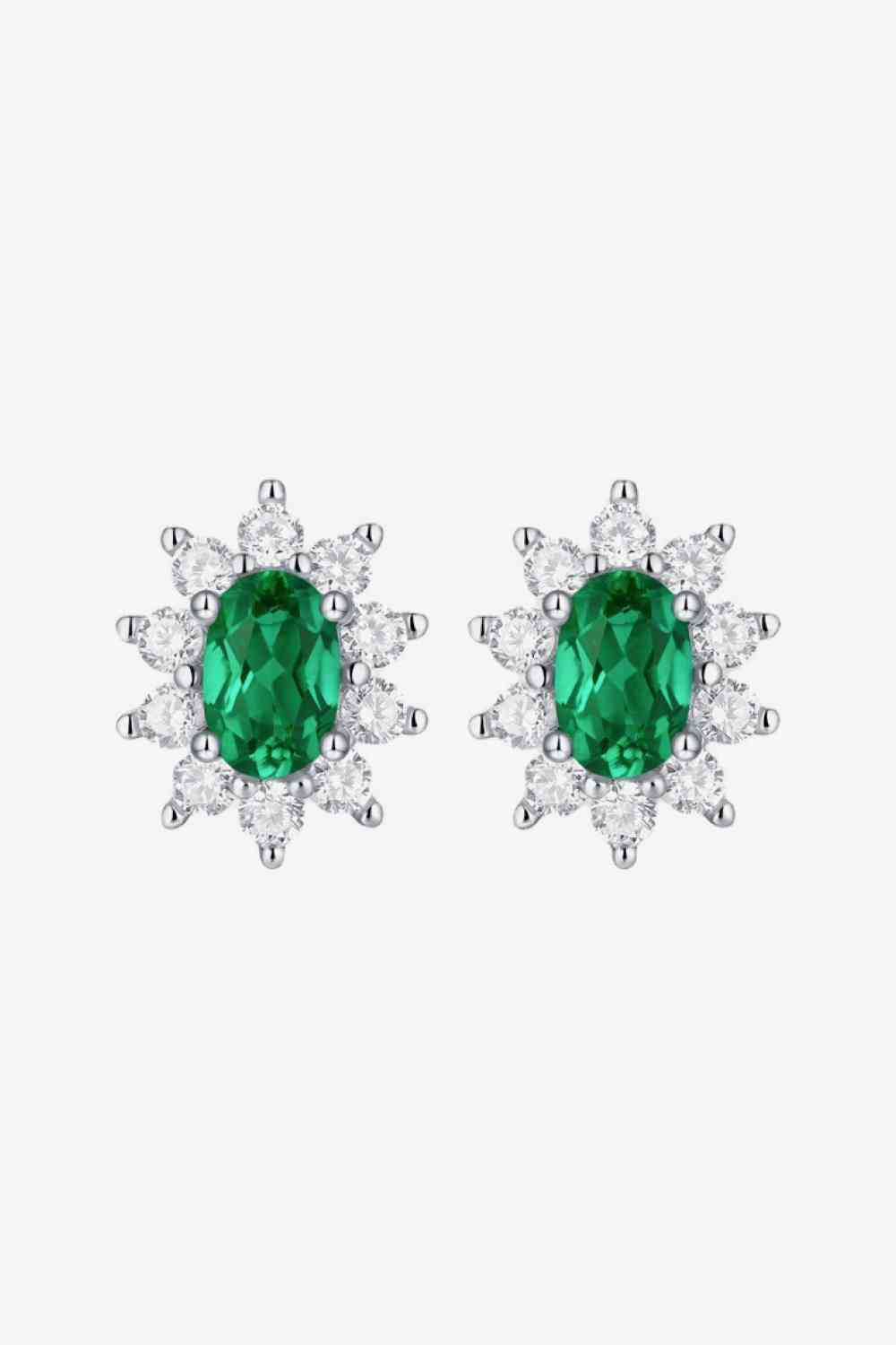 1 Carat Cultured Emerald Stud Earrings