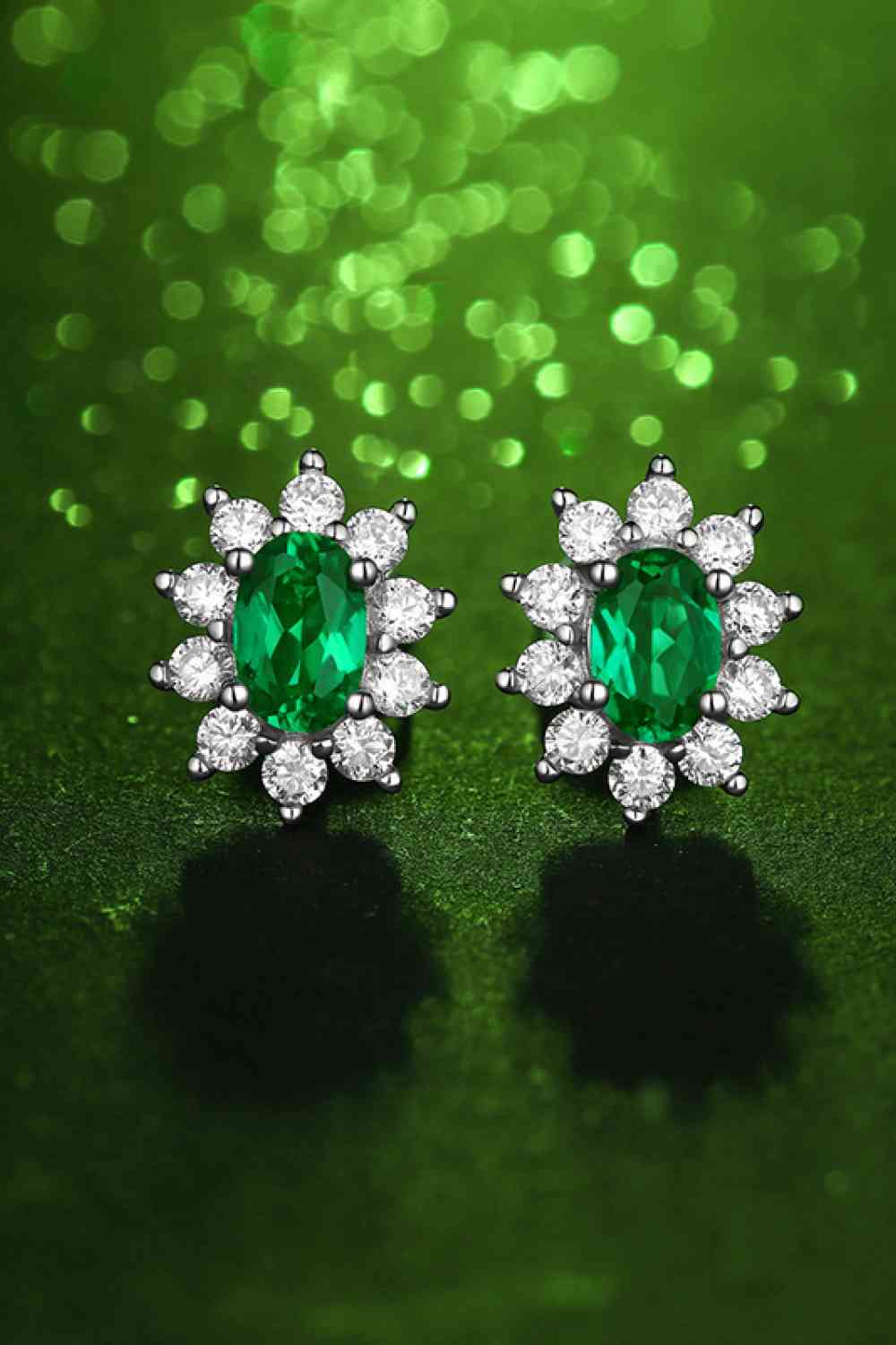 1 Carat Cultured Emerald Stud Earrings