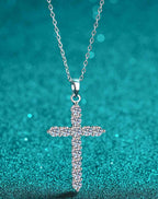 Adored 925 Sterling Silver Cross Moissanite Necklace