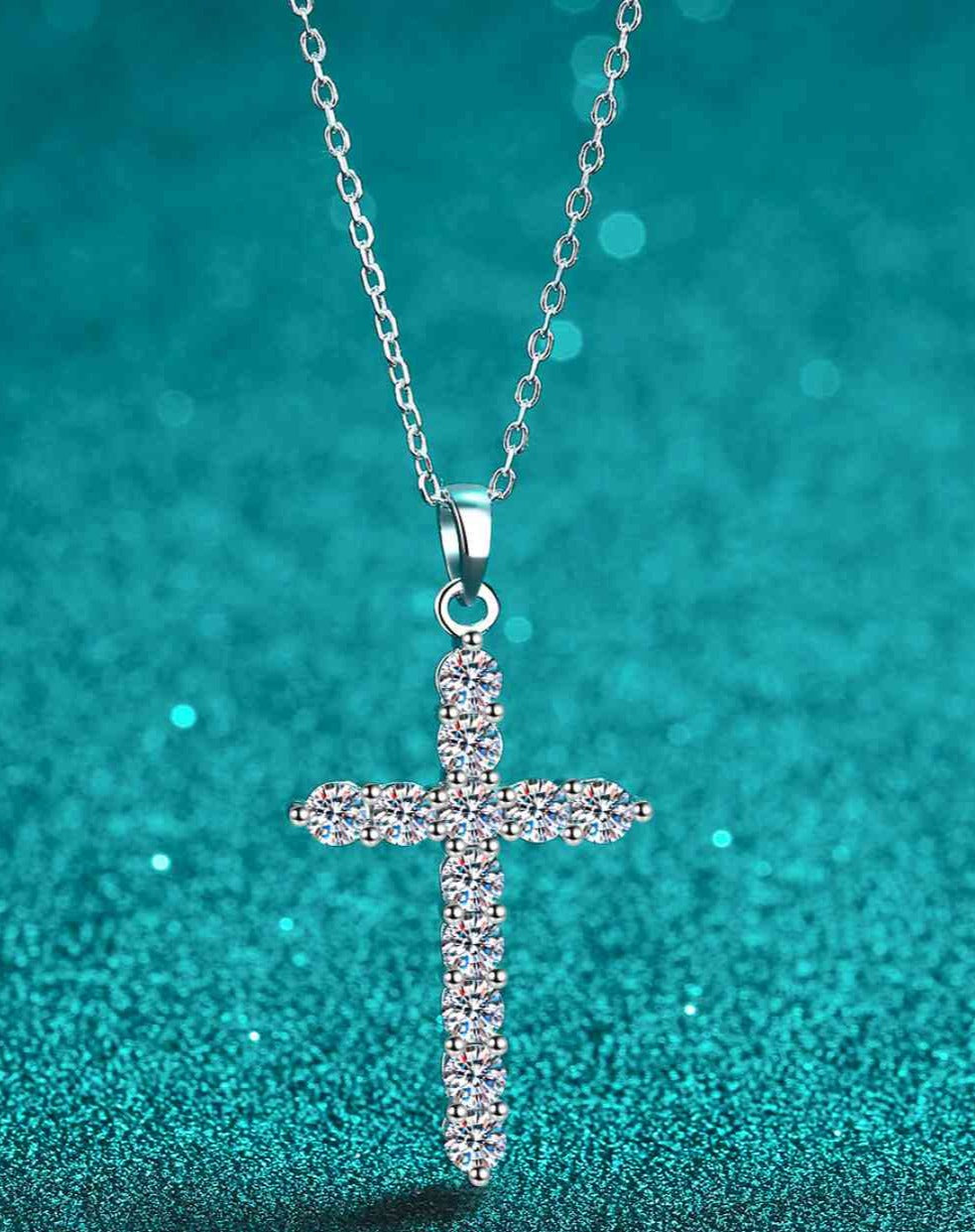 Adored 925 Sterling Silver Cross Moissanite Necklace