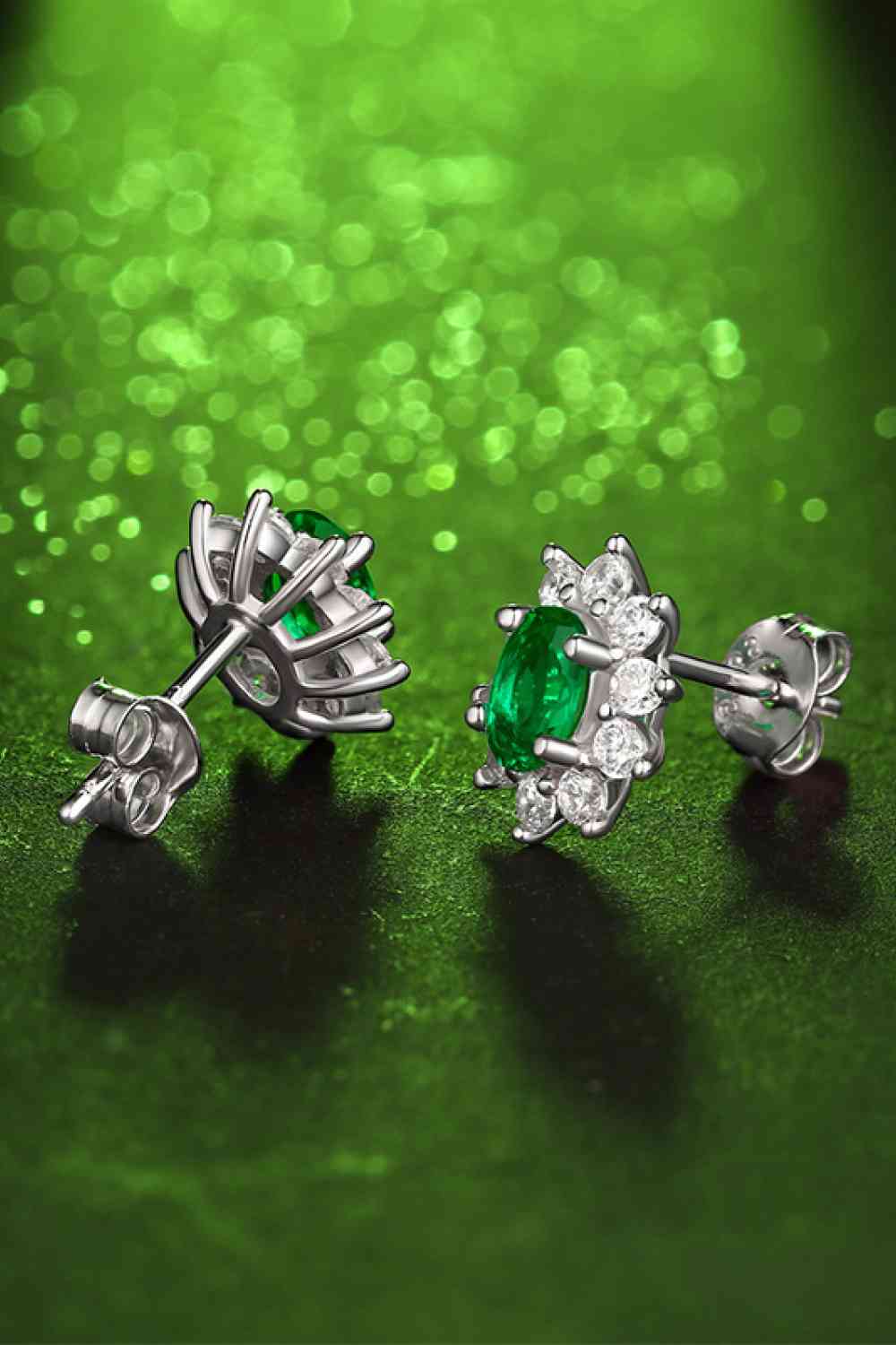 1 Carat Cultured Emerald Stud Earrings