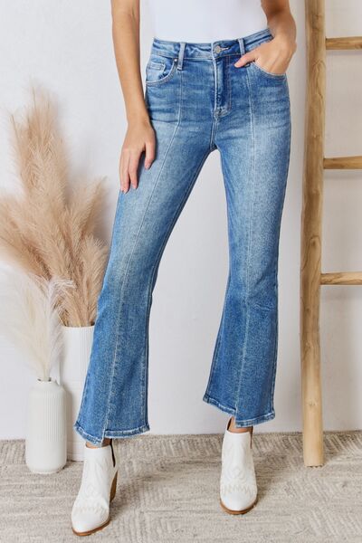 Flattering Full Size High Rise Ankle Flare Jeans