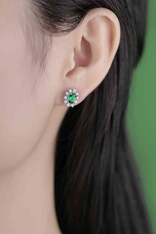 1 Carat Cultured Emerald Stud Earrings