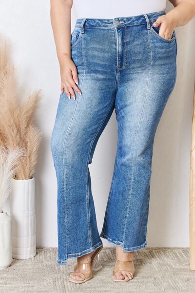 Flattering Full Size High Rise Ankle Flare Jeans