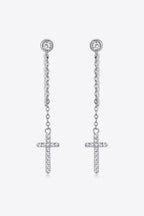 Moissanite 925 Sterling Silver Cross Earrings